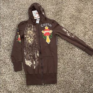 NWT Vintage ED Hardy zip hoodie tunic